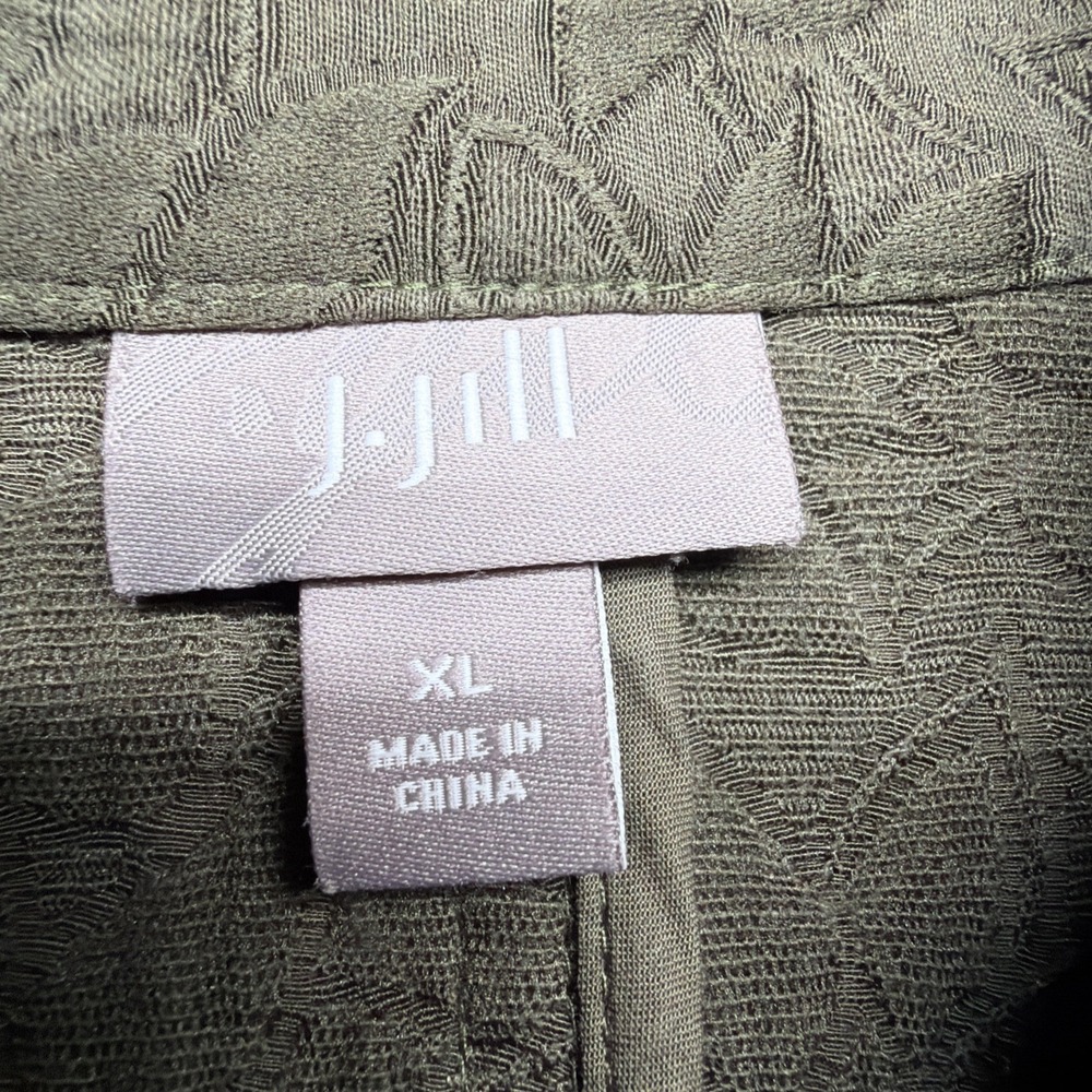 J Jill Women's Olive Green‎ Embroidered Jacket Textured Boho Layer XL - Picture 3 of 12